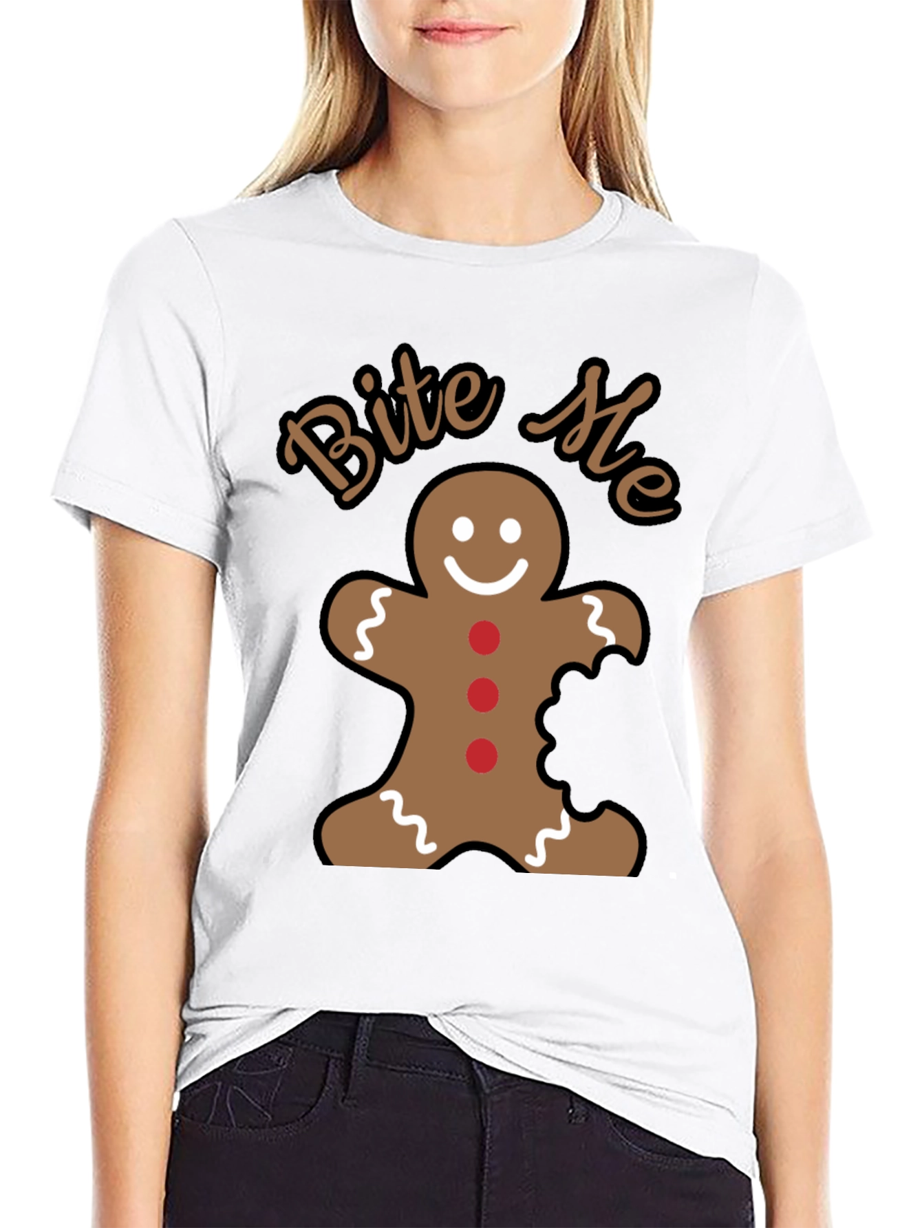 Bite Me Gingerbread Man Funny Christmas Holiday T-Shirt