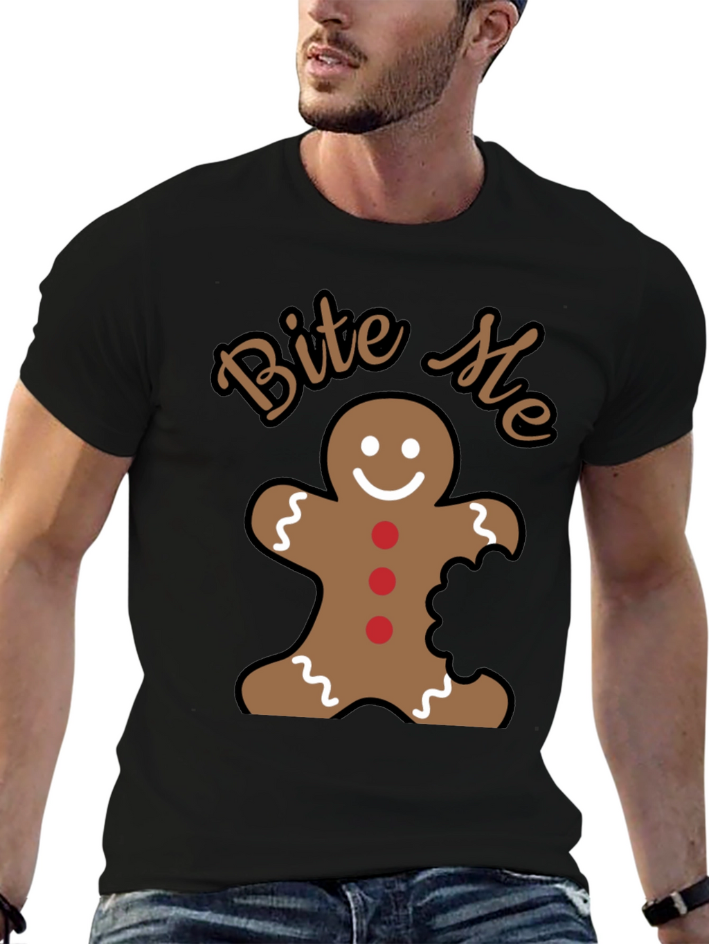 Bite Me Gingerbread Man Funny Christmas Holiday T-Shirt