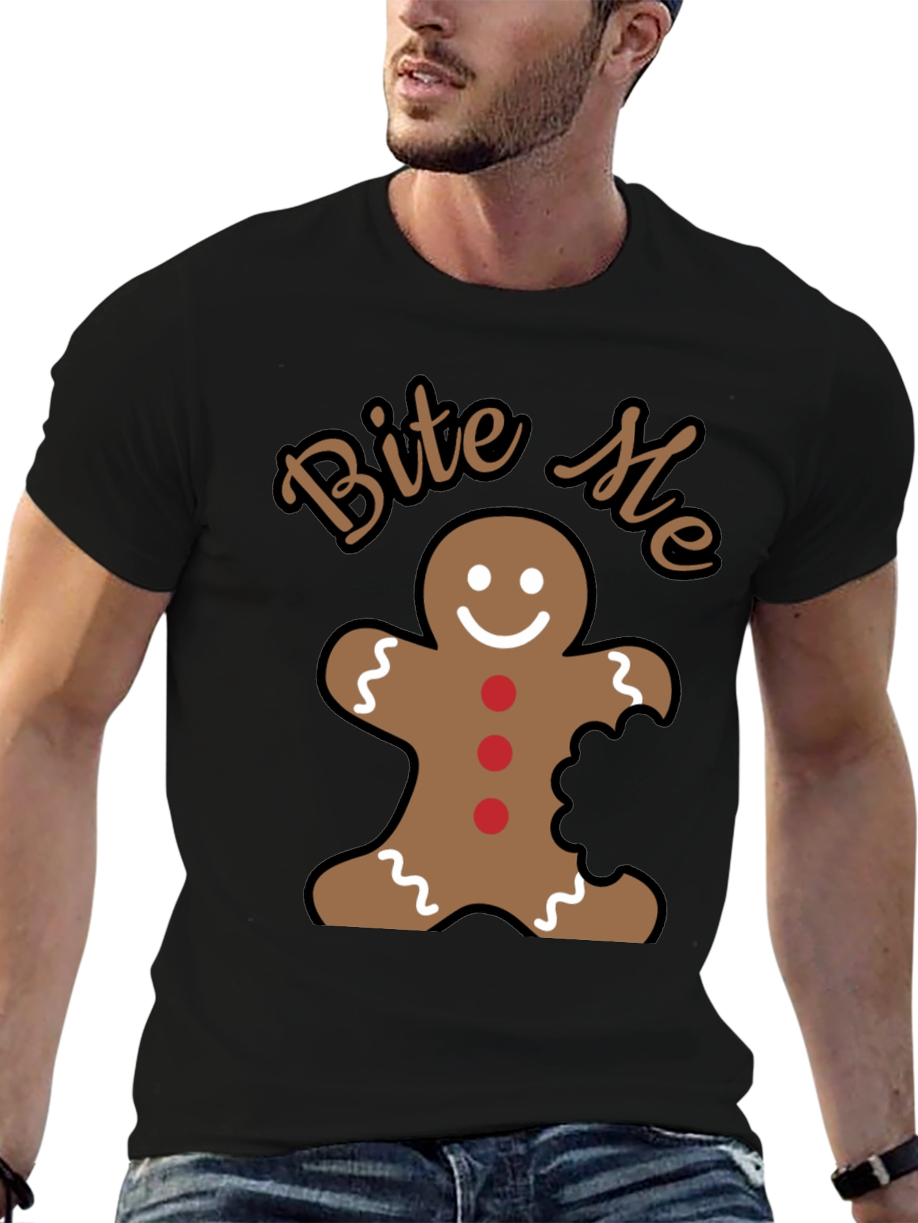 Bite Me Gingerbread Man Funny Christmas Holiday T-Shirt
