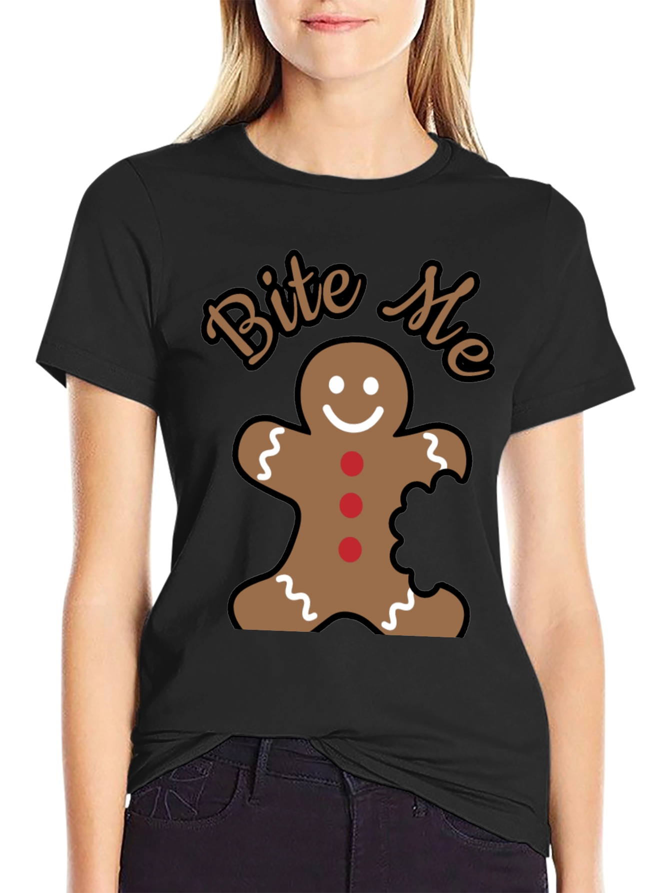 Bite Me Gingerbread Man Funny Christmas Holiday T-Shirt