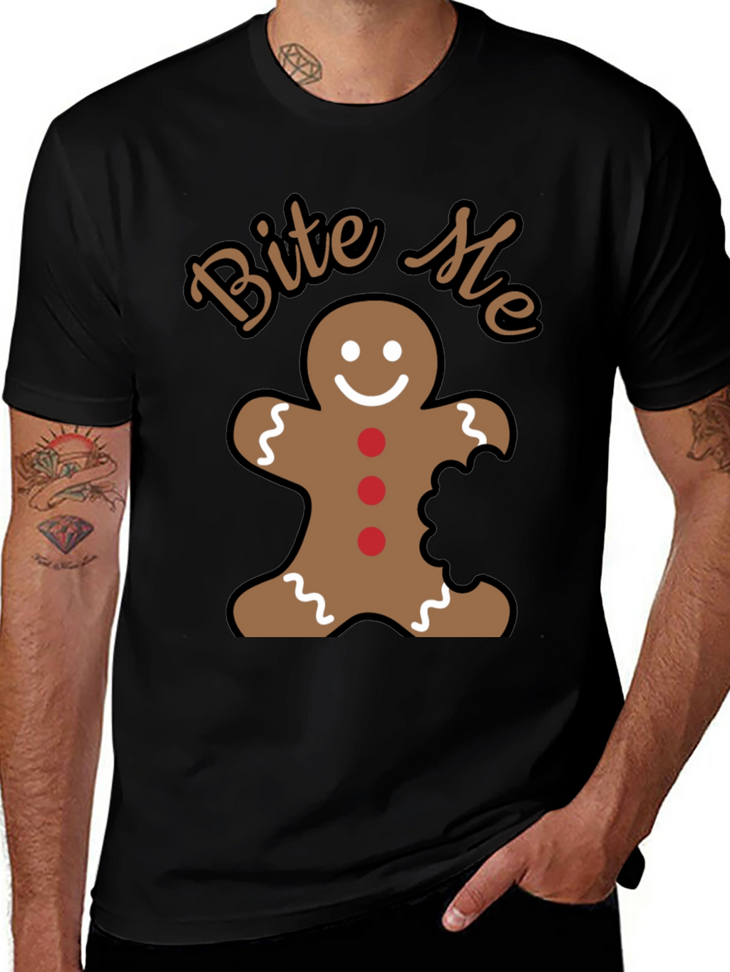 Bite Me Gingerbread Man Funny Christmas Holiday T-Shirt