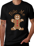 Bite Me Gingerbread Man Funny Christmas Holiday T-Shirt