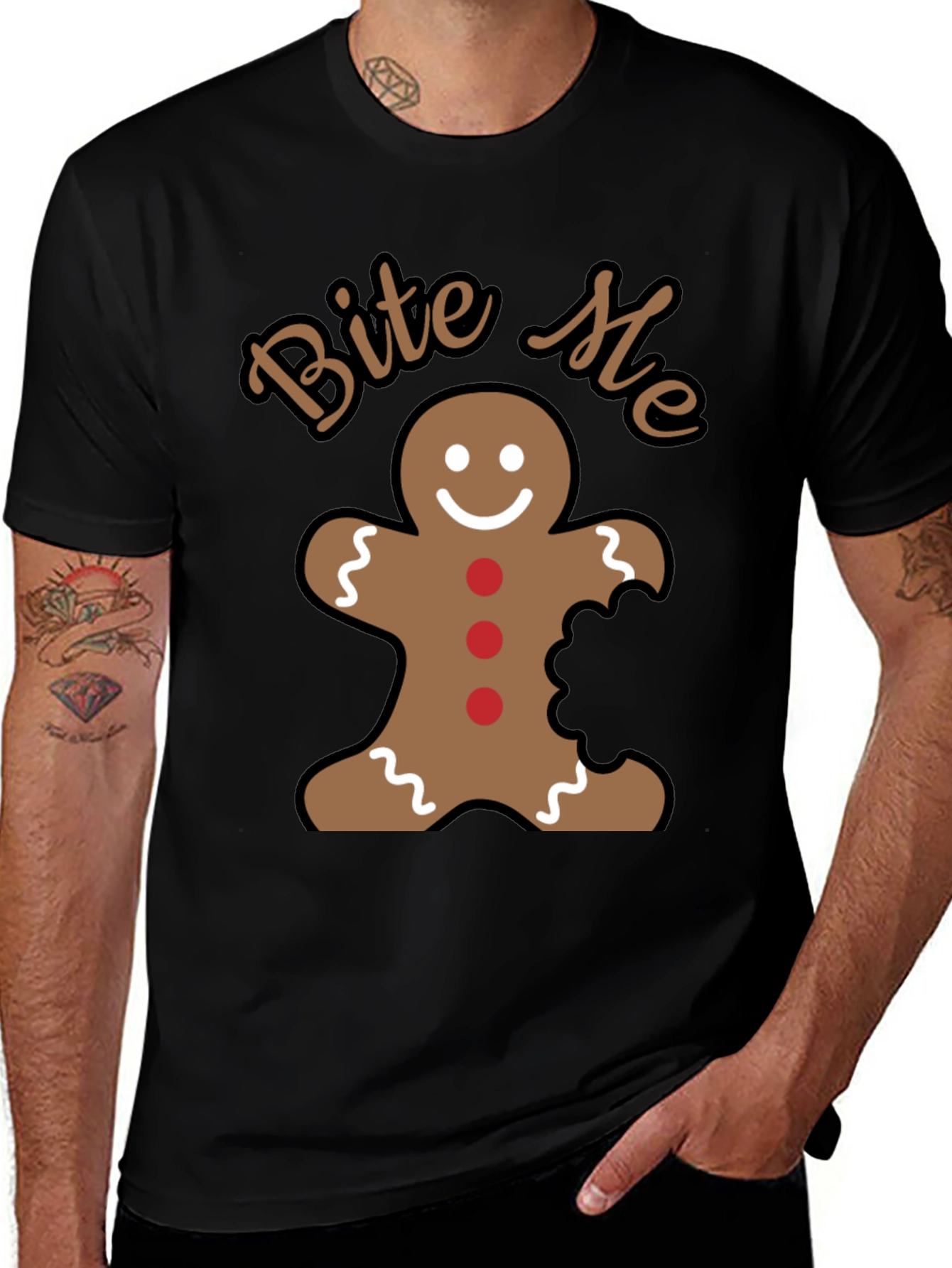 Bite Me Gingerbread Man Funny Christmas Holiday T-Shirt