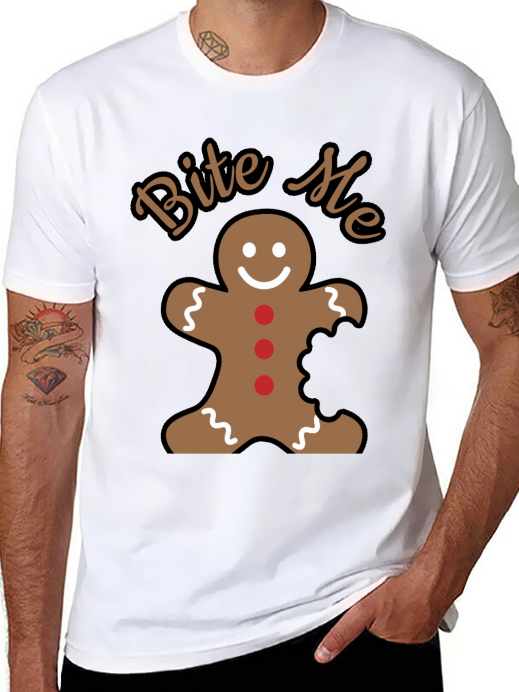 Bite Me Gingerbread Man Funny Christmas Holiday T-Shirt