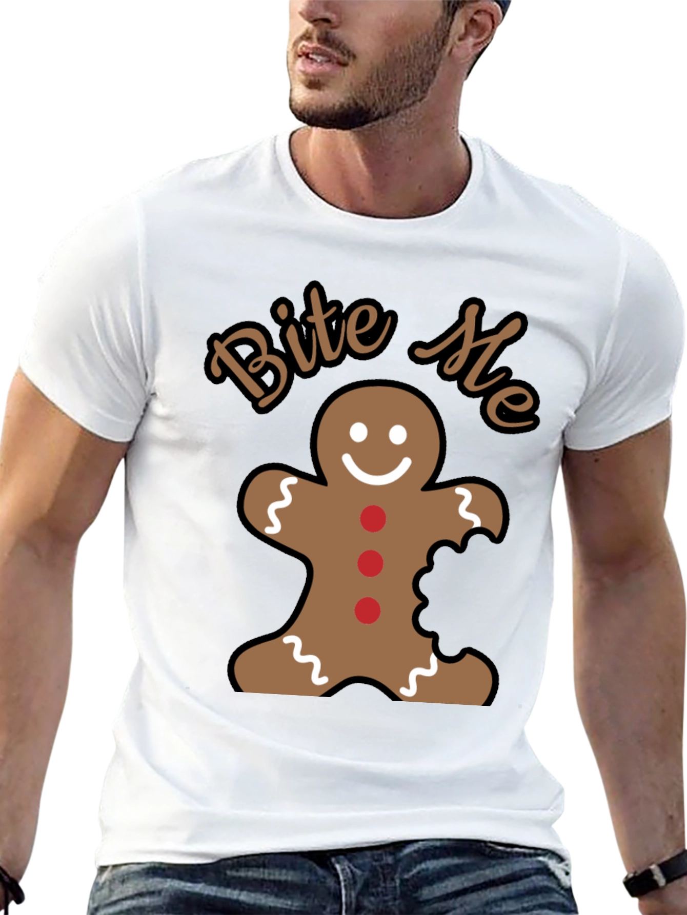 Bite Me Gingerbread Man Funny Christmas Holiday T-Shirt