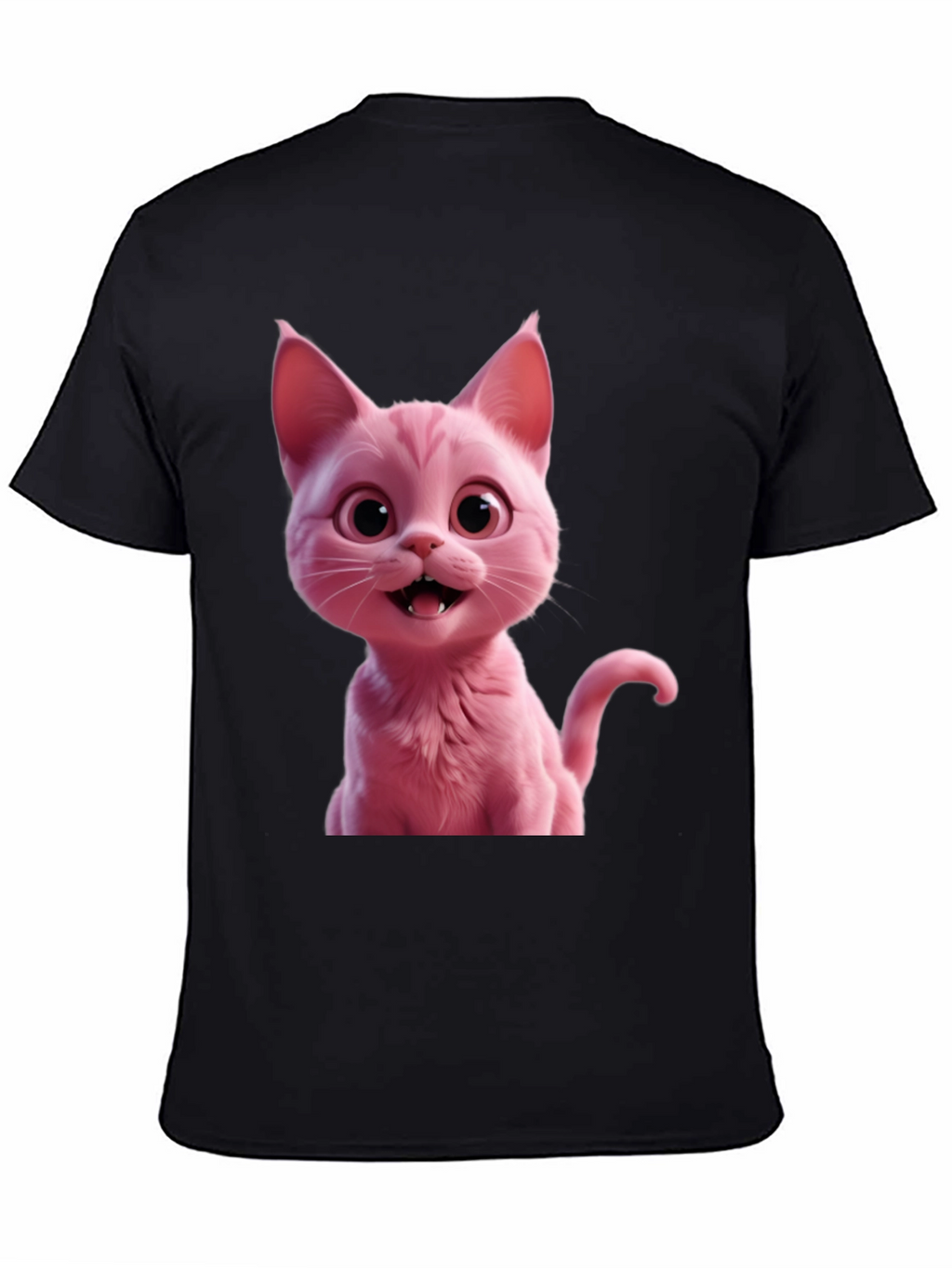 Pink Cat Graphic Tee - Black Unisex T-Shirt