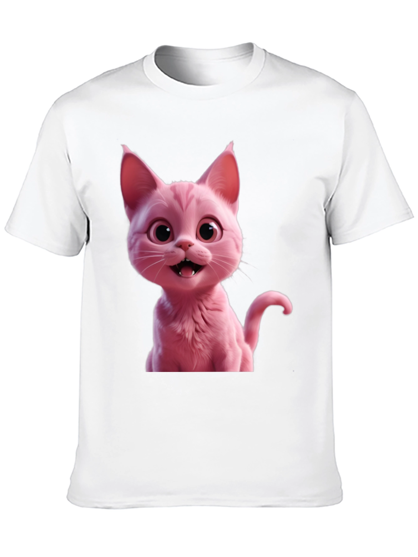 Pink Cat Graphic Tee - Black Unisex T-Shirt