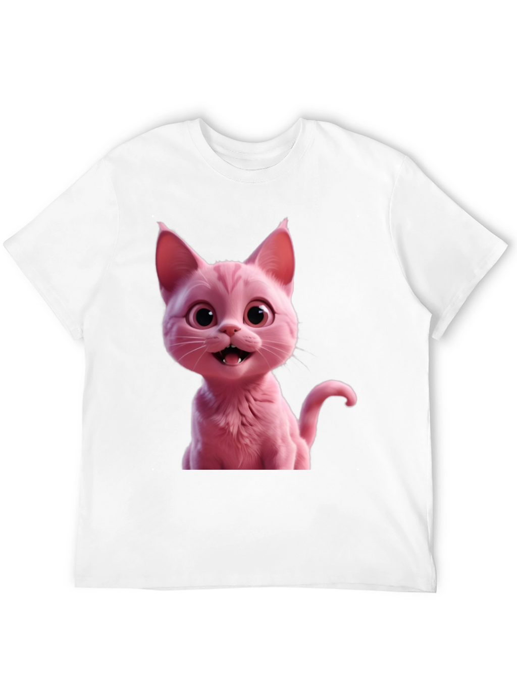 Pink Cat Graphic Tee - Black Unisex T-Shirt