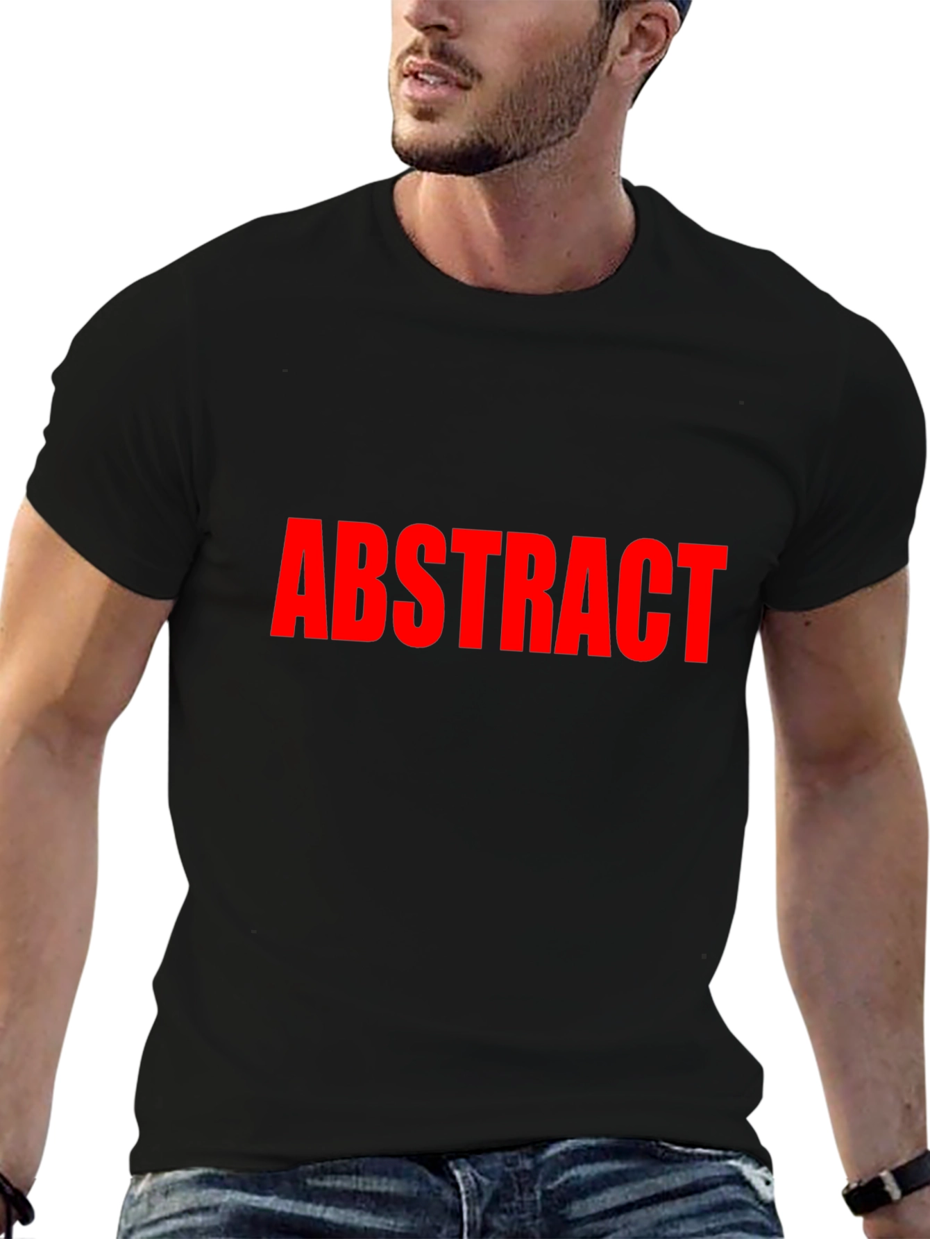 Abstract Red Text Black T-Shirt