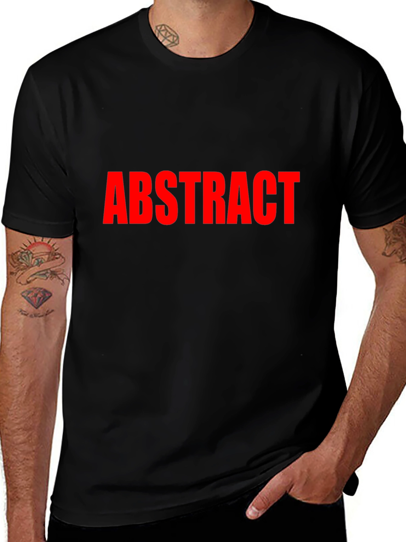 Abstract Red Text Black T-Shirt