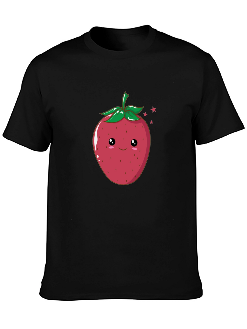 Cute Strawberry Graphic Black T-Shirt