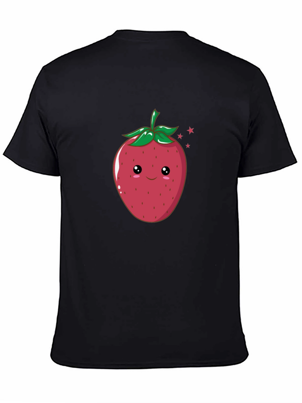 Cute Strawberry Graphic Black T-Shirt