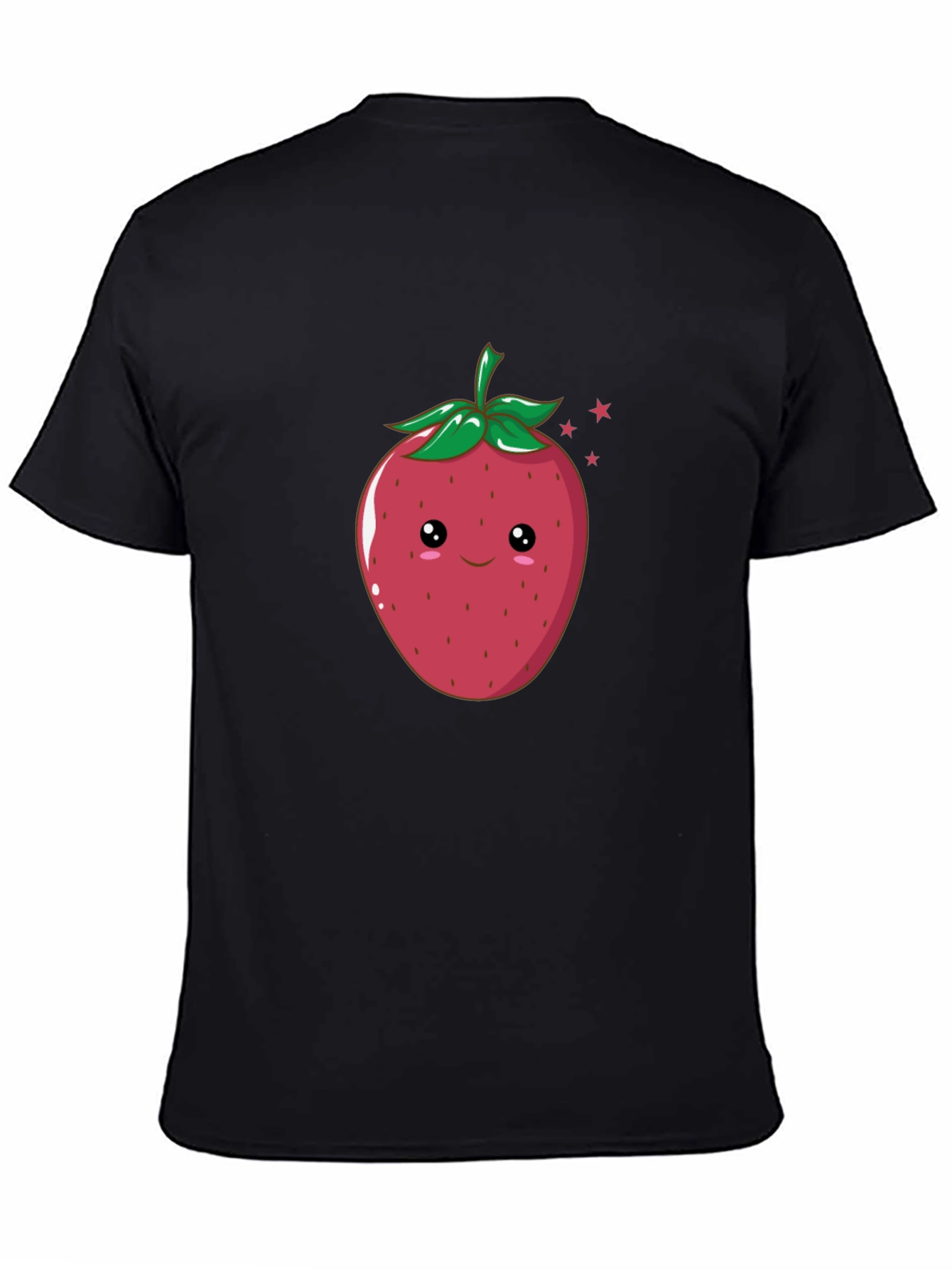 Cute Strawberry Graphic Black T-Shirt