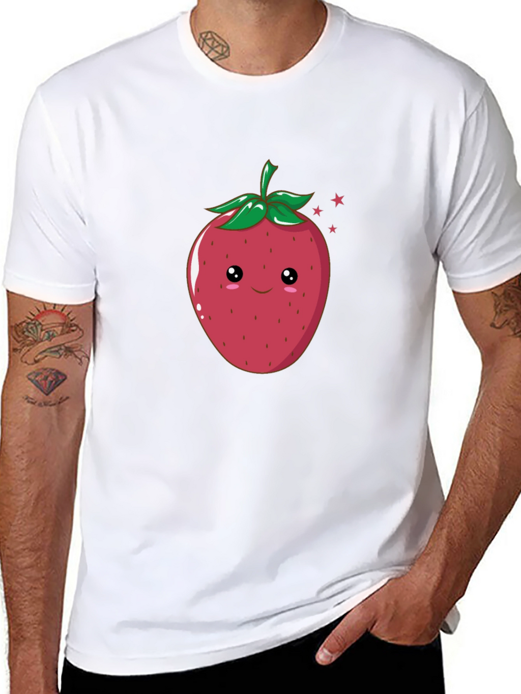 Cute Strawberry Graphic Black T-Shirt