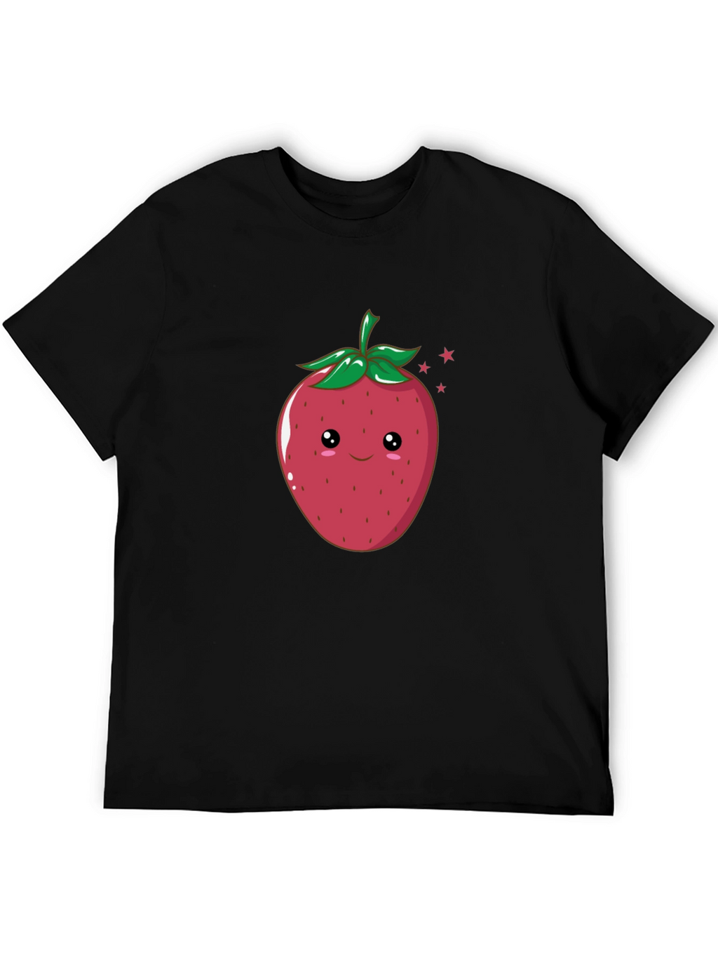 Cute Strawberry Graphic Black T-Shirt