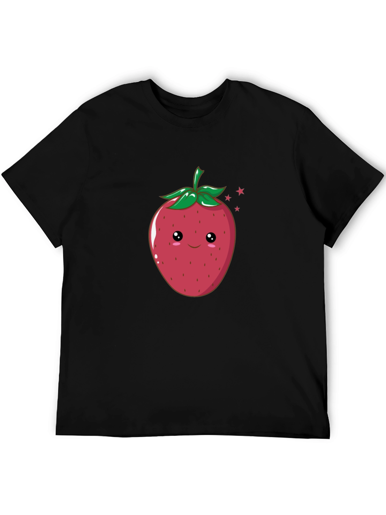 Cute Strawberry Graphic Black T-Shirt