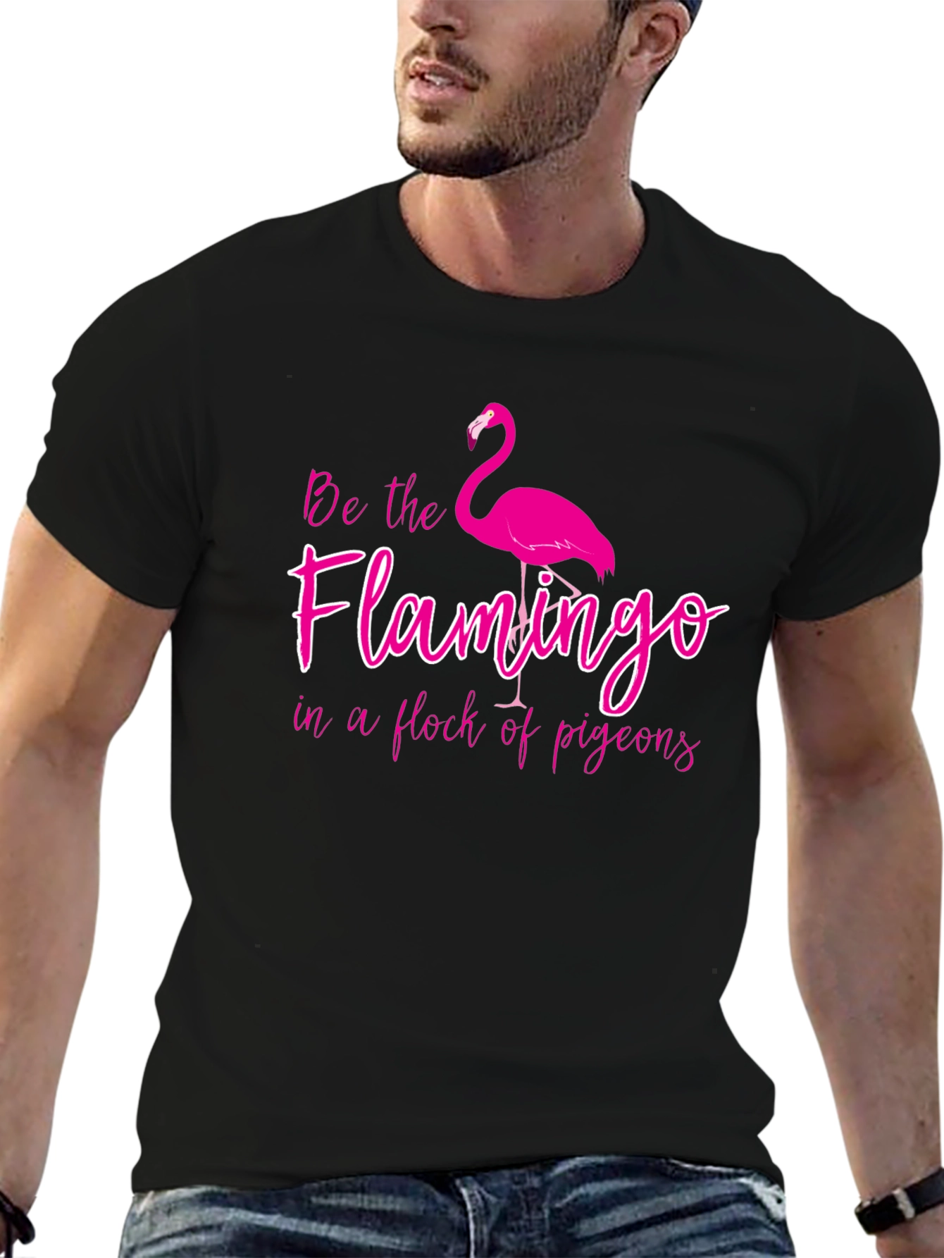 Be the Flamingo Black Graphic Tee