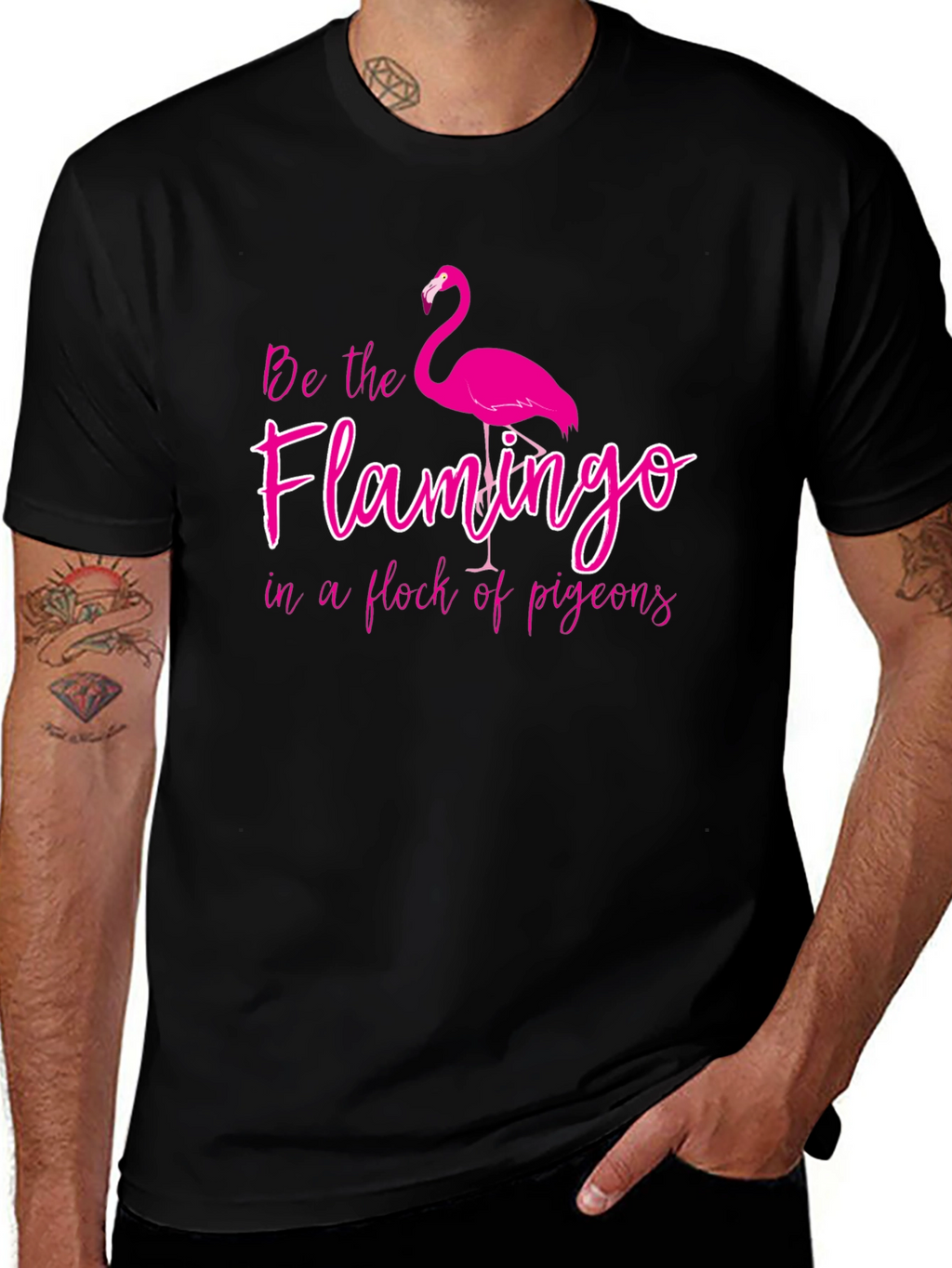 Be the Flamingo Black Graphic Tee