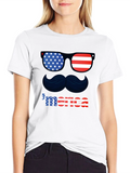 Patriotic Merica T-Shirt - Sunglasses & Mustache Design
