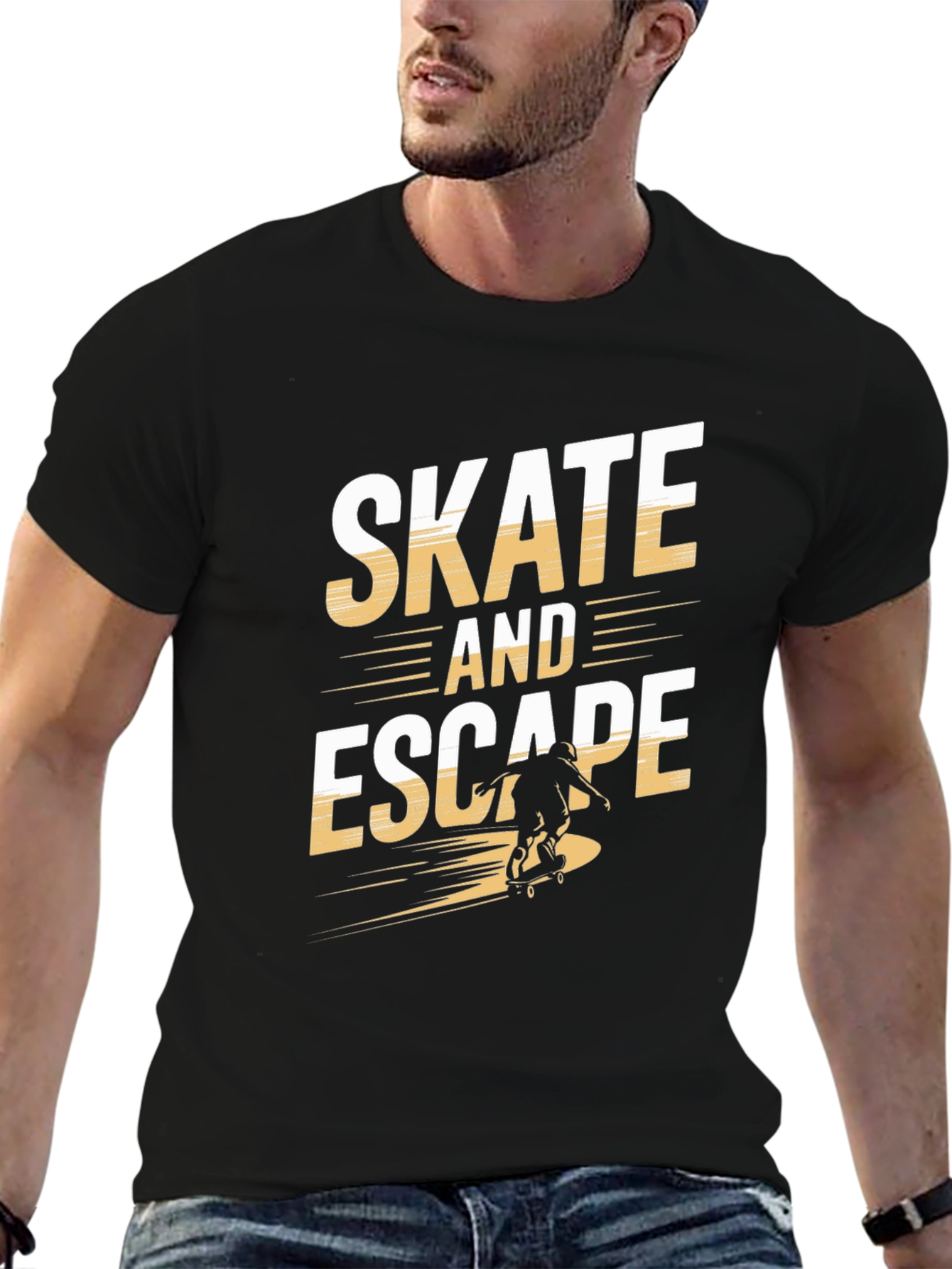 Skate and Escape Black Graphic Tee