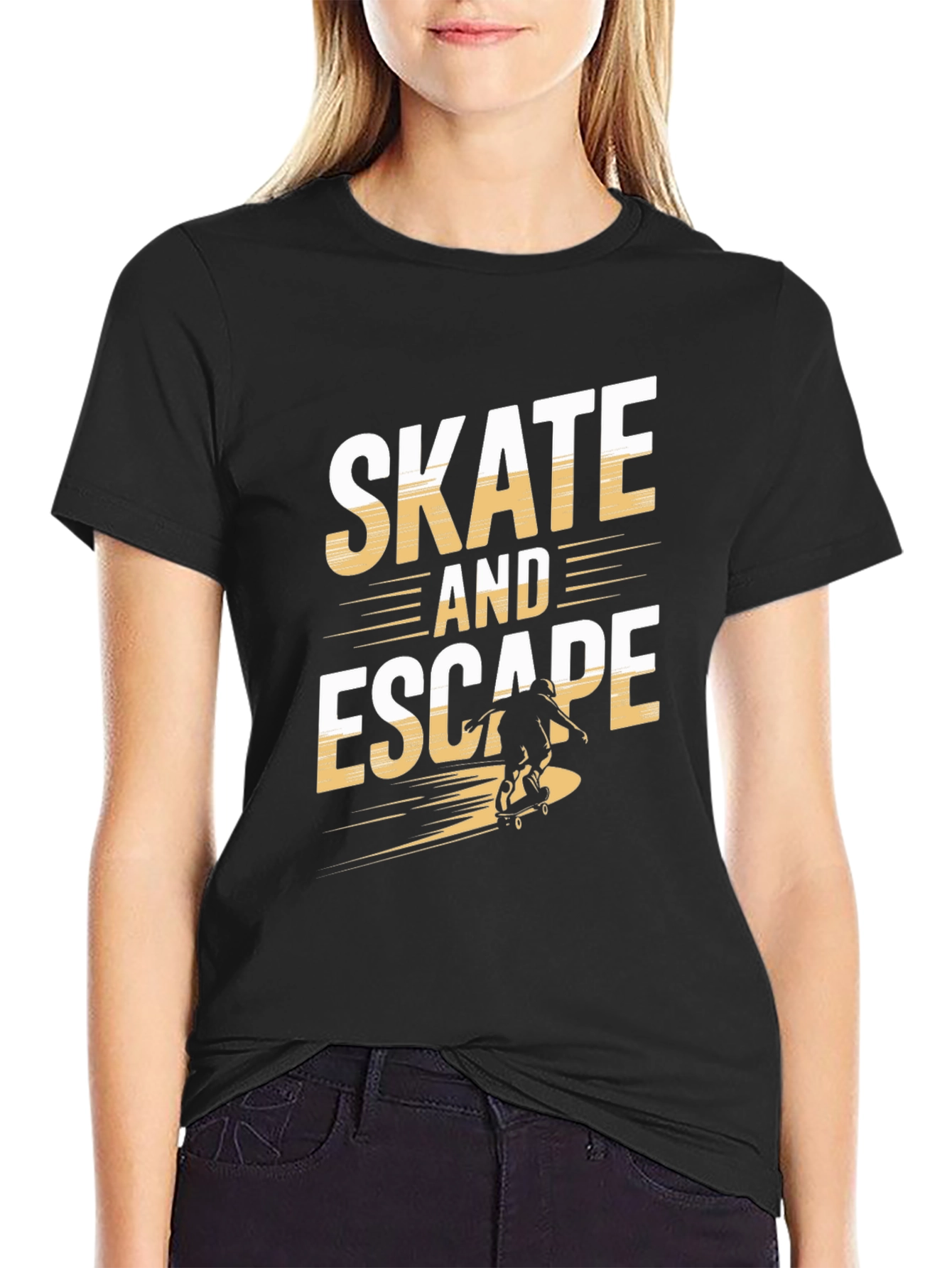 Skate and Escape Black Graphic Tee