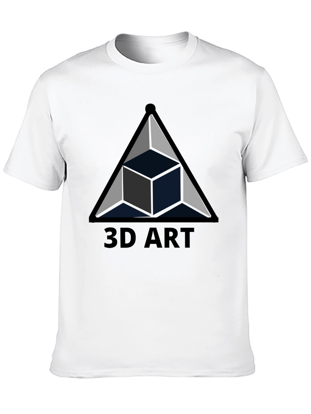 3D Art Black T-Shirt Geometric Cube Design