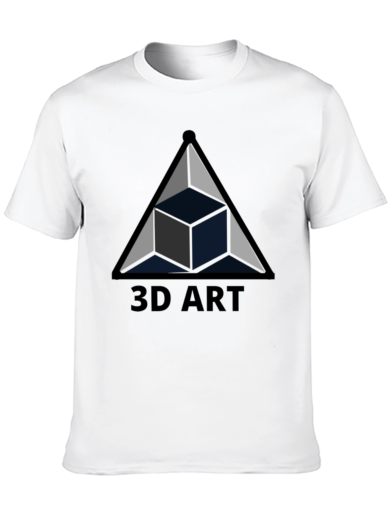 3D Art Black T-Shirt Geometric Cube Design