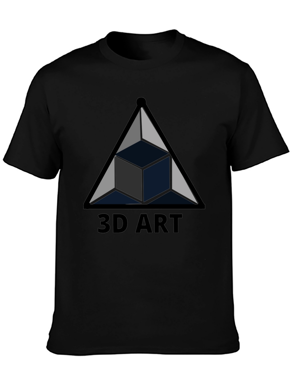 3D Art Black T-Shirt Geometric Cube Design