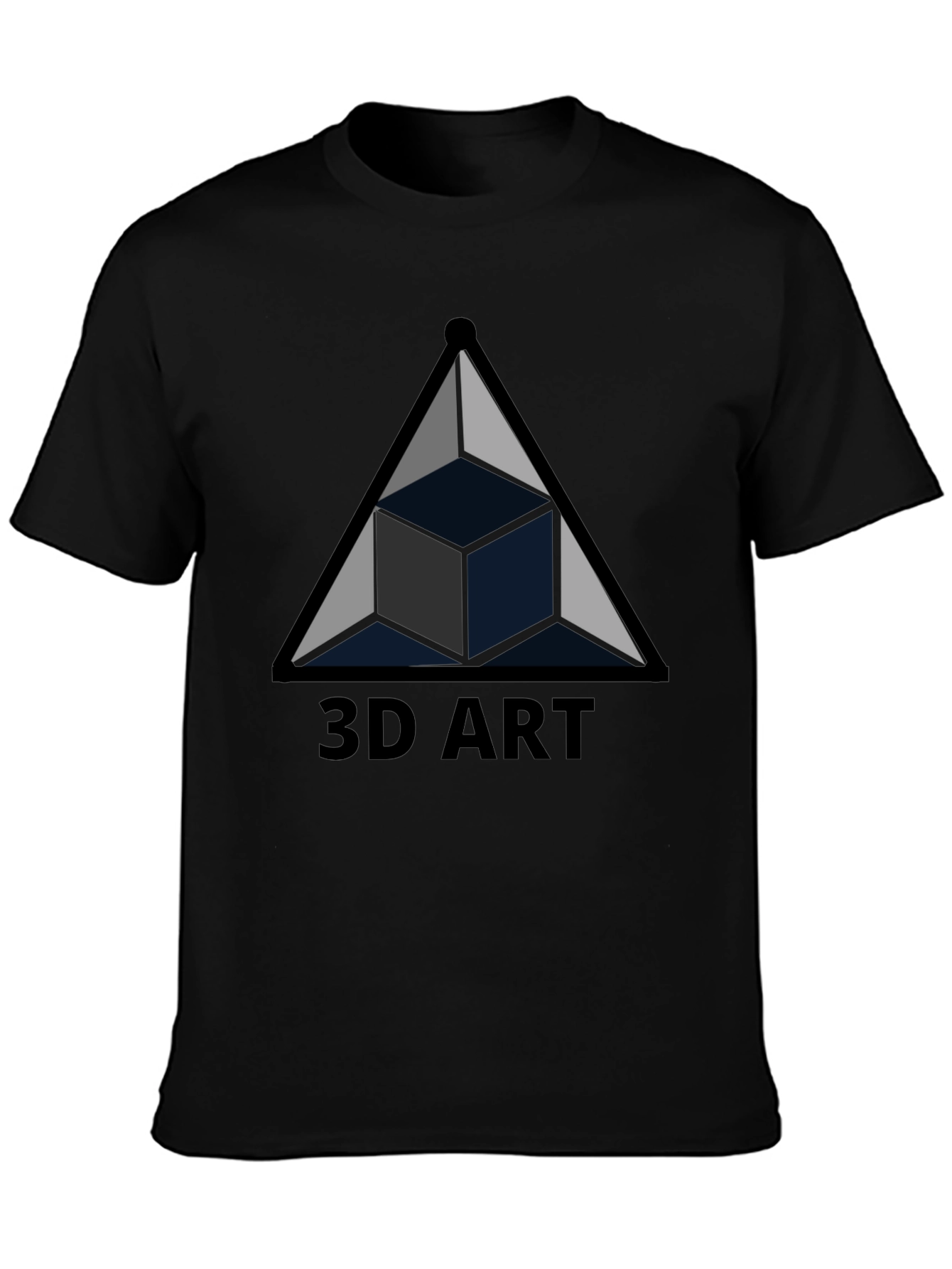 3D Art Black T-Shirt Geometric Cube Design