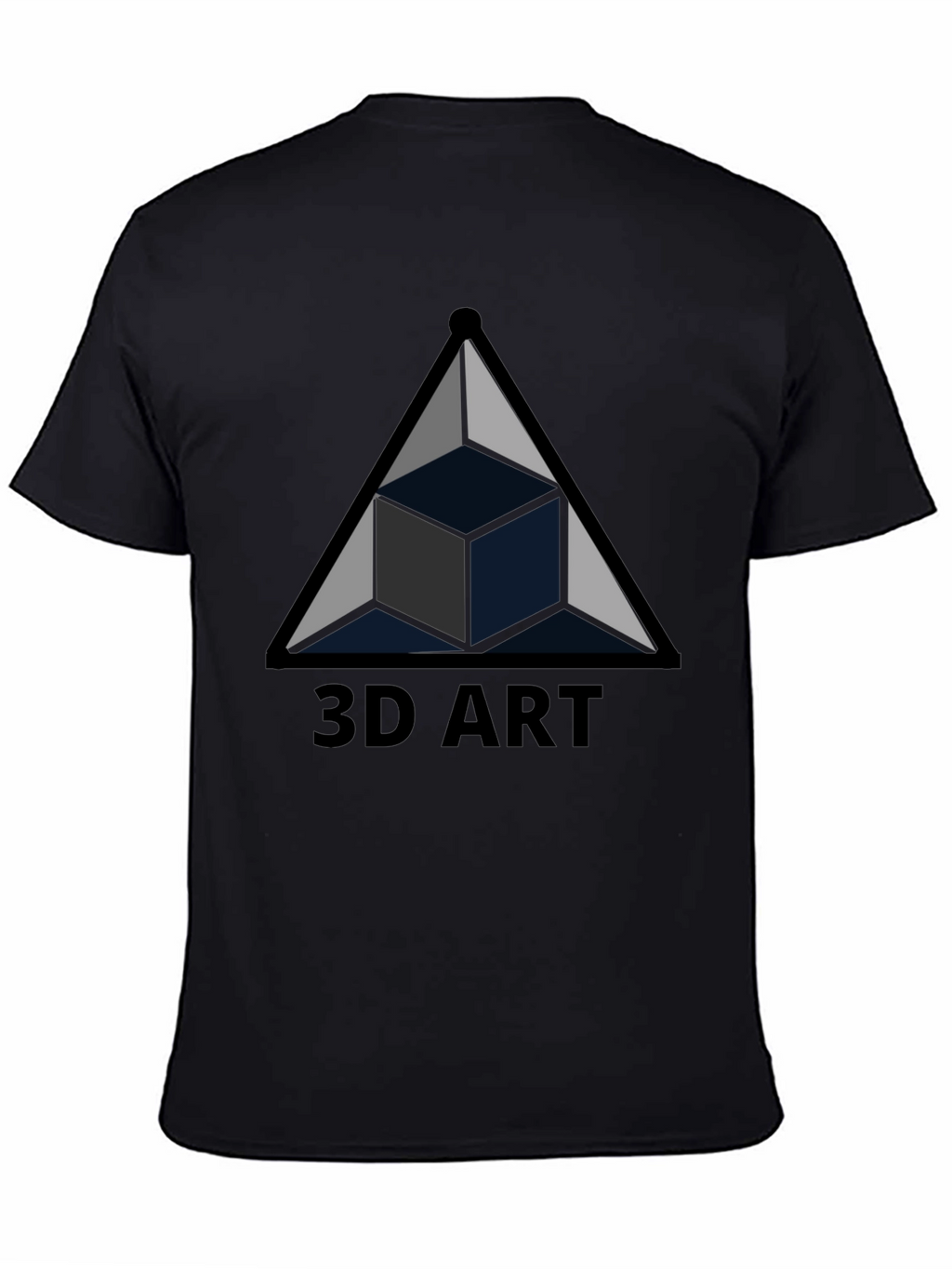 3D Art Black T-Shirt Geometric Cube Design