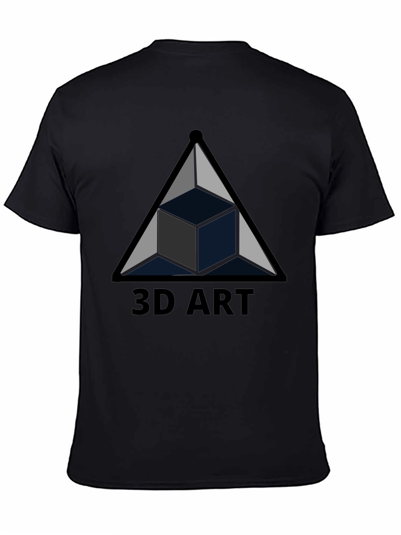 3D Art Black T-Shirt Geometric Cube Design
