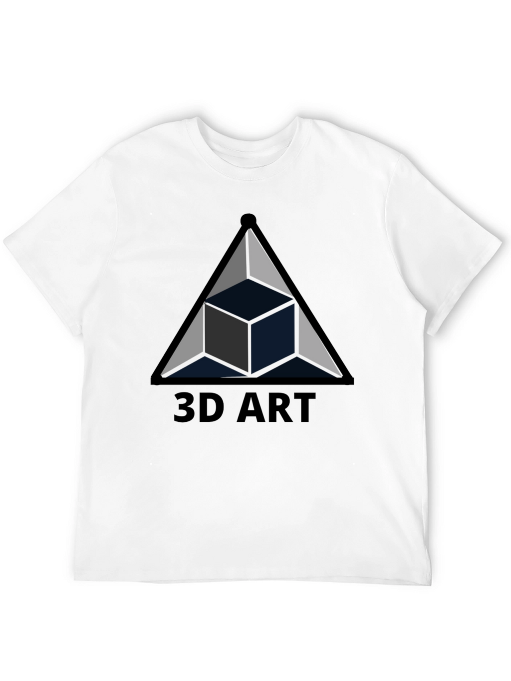 3D Art Black T-Shirt Geometric Cube Design
