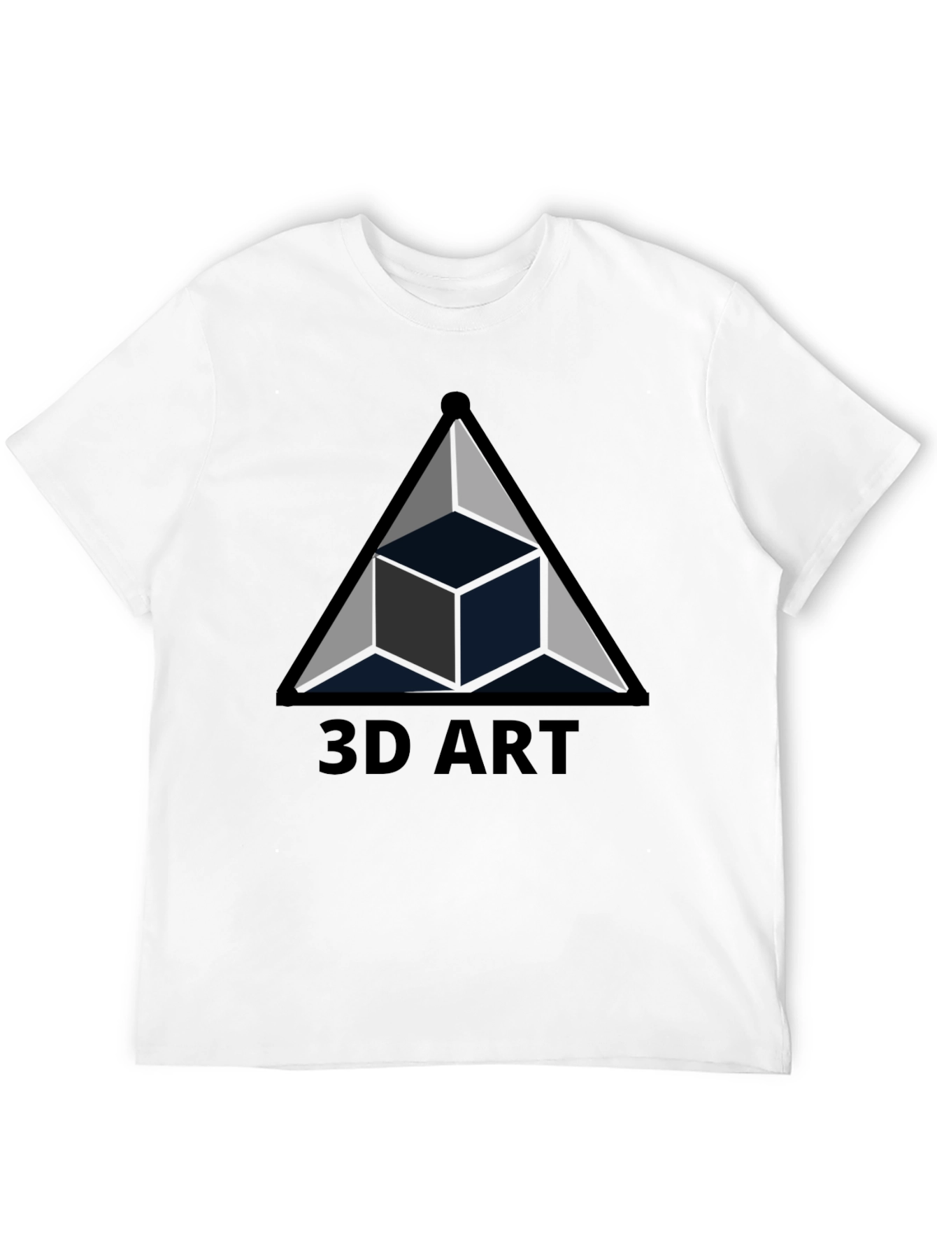 3D Art Black T-Shirt Geometric Cube Design