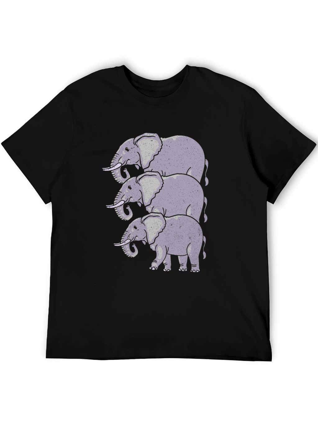 Stacked Elephant Graphic Print Black T-Shirt