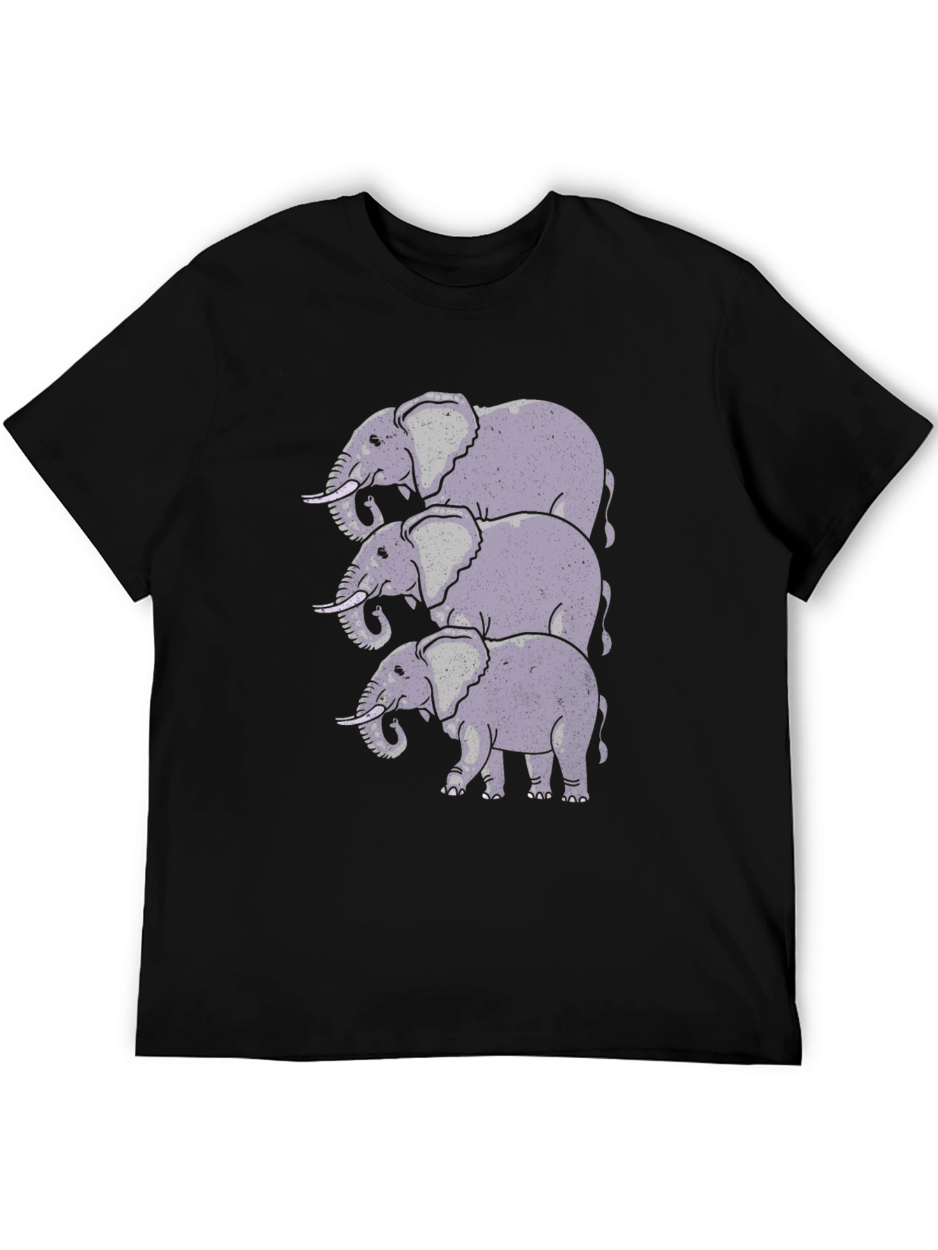 Stacked Elephant Graphic Print Black T-Shirt