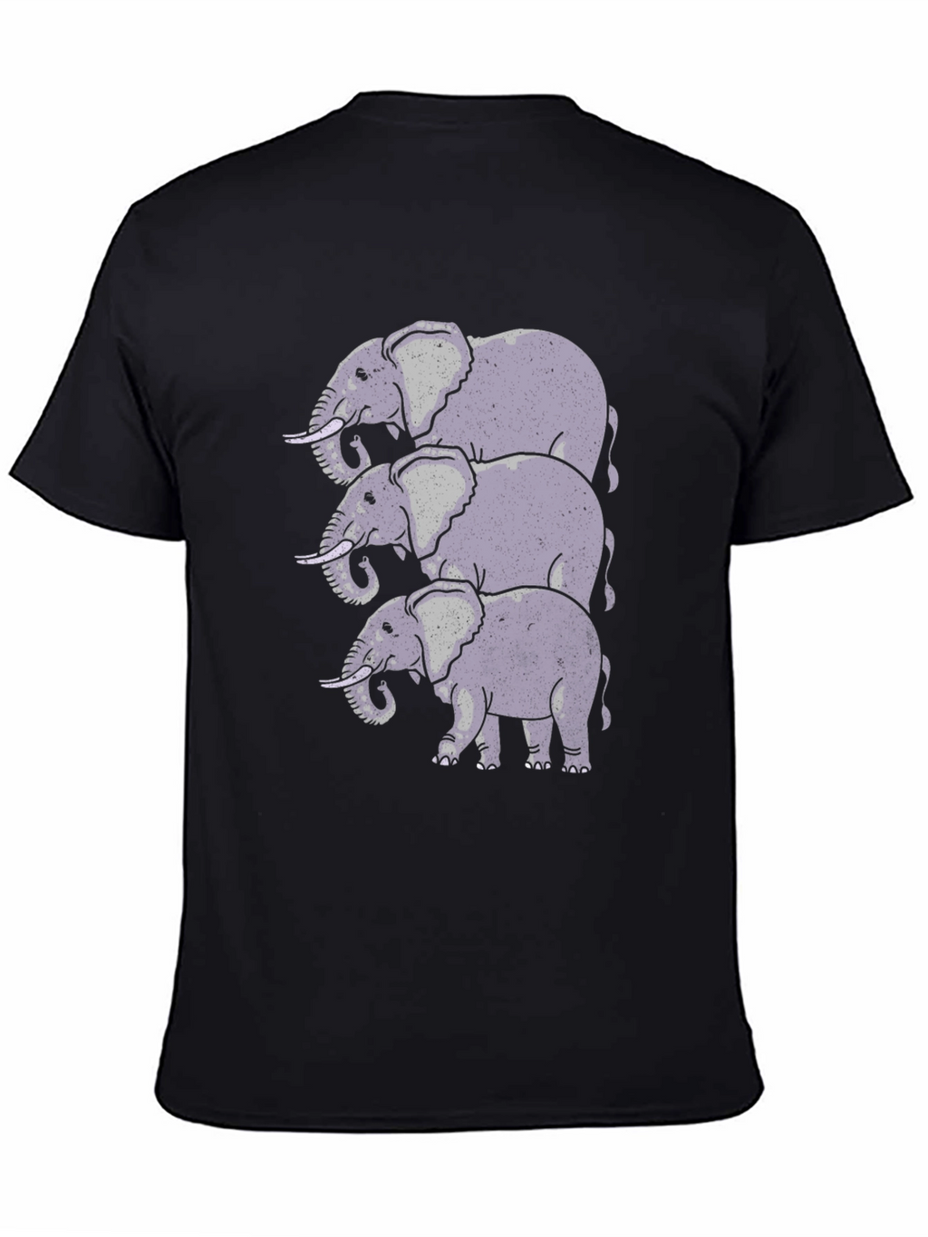 Stacked Elephant Graphic Print Black T-Shirt