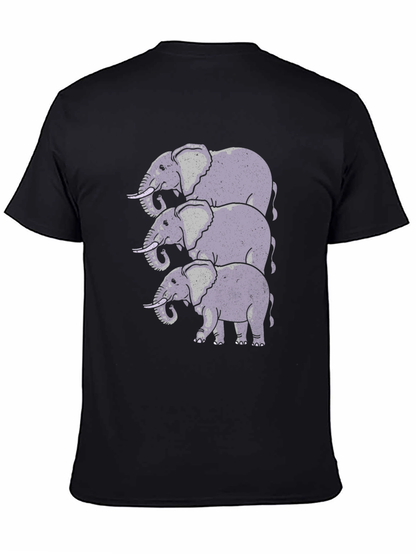 Stacked Elephant Graphic Print Black T-Shirt