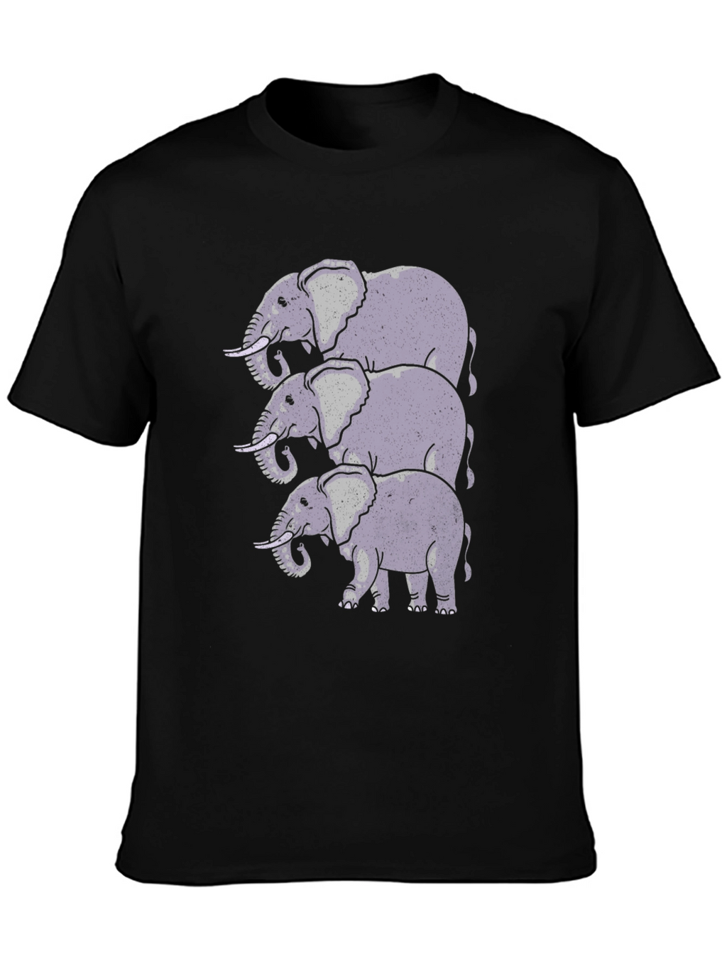 Stacked Elephant Graphic Print Black T-Shirt