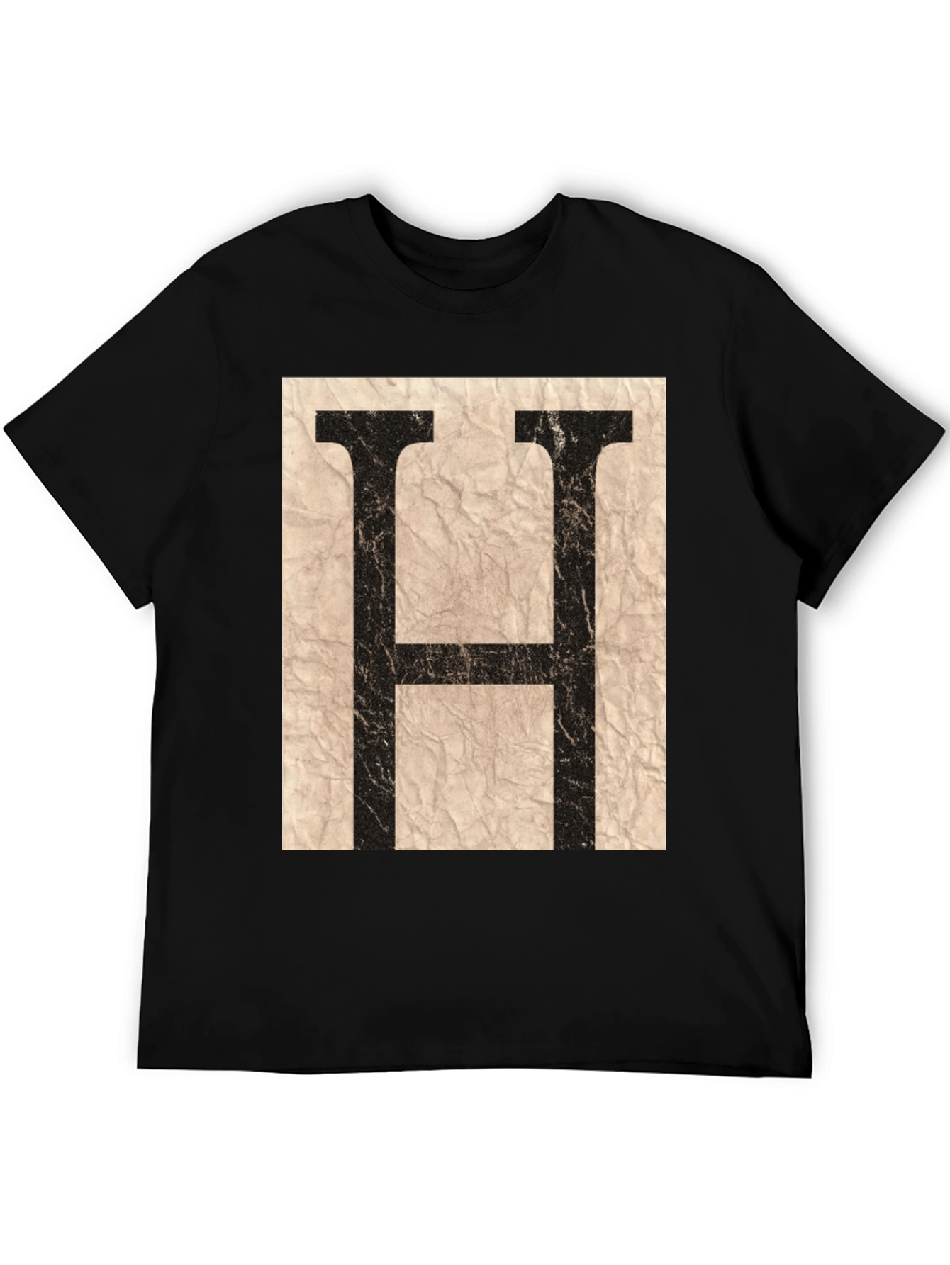 Letter H Graphic Tee - Distressed Vintage Style