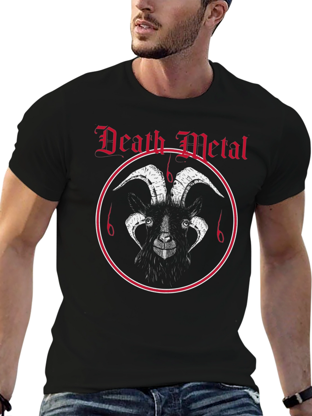 Death Metal Goat Graphic Tee - Black Cotton T-Shirt