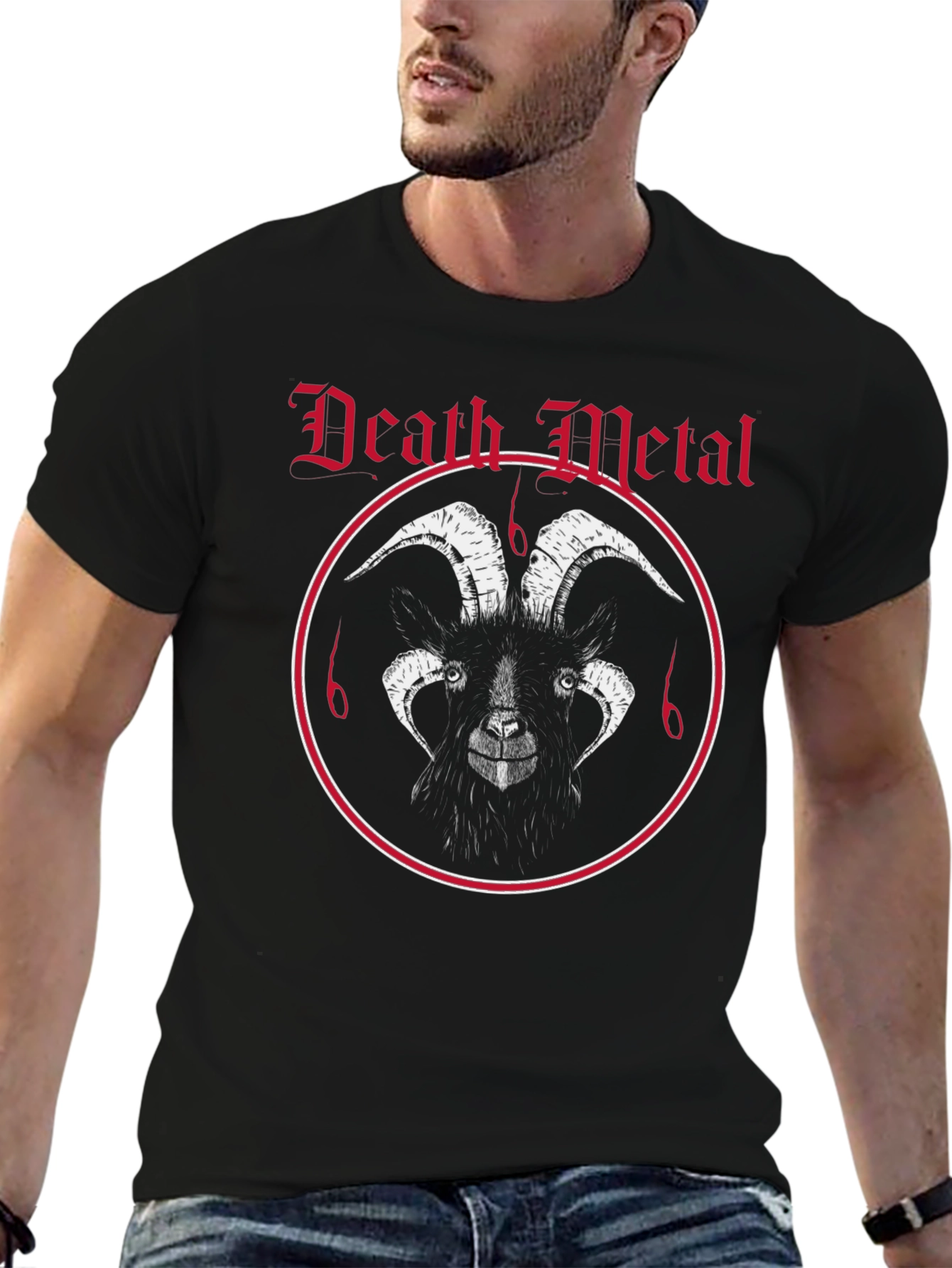Death Metal Goat Graphic Tee - Black Cotton T-Shirt
