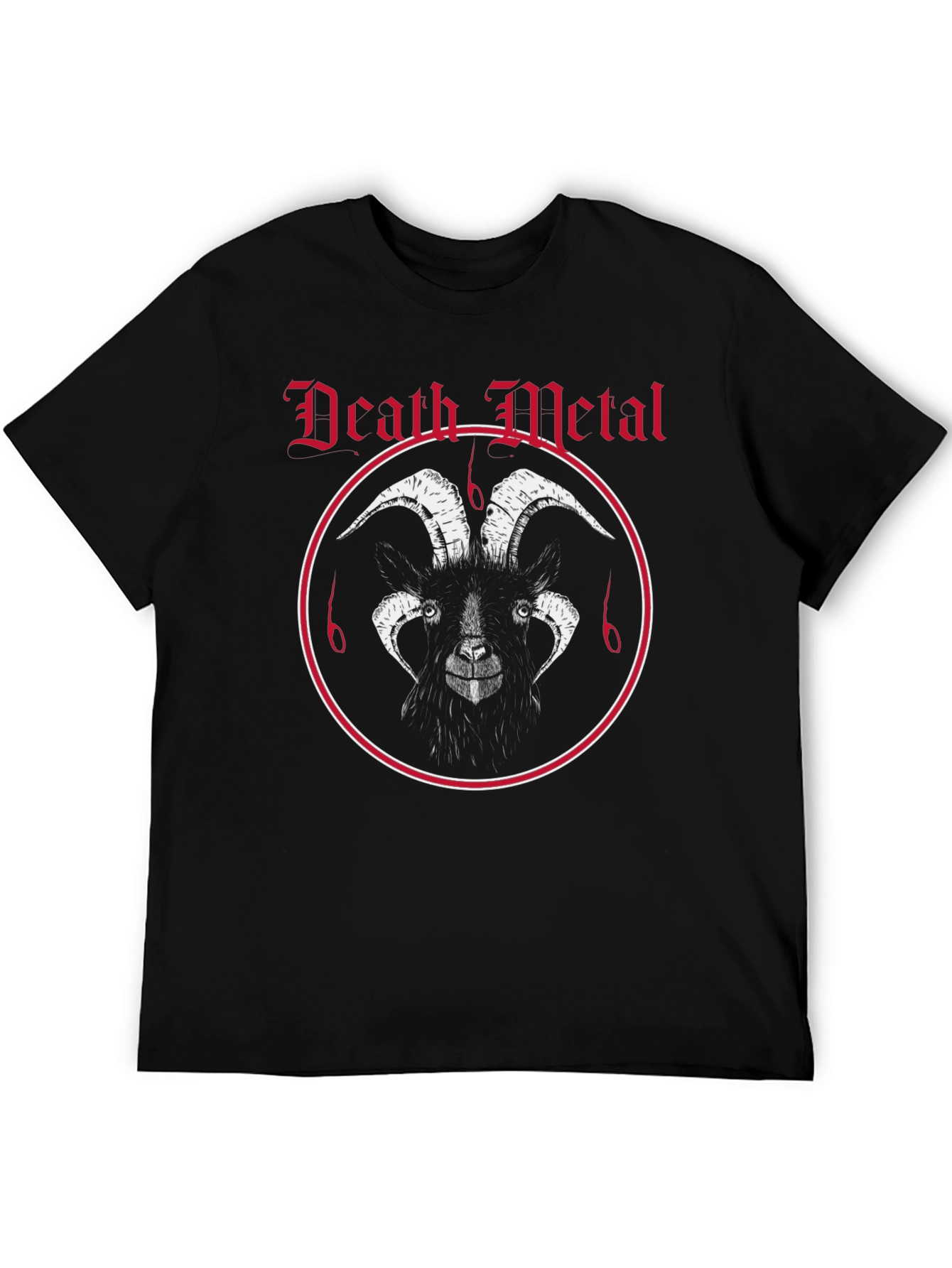 Death Metal Goat Graphic Tee - Black Cotton T-Shirt