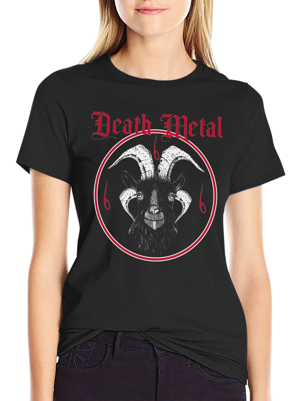 Death Metal Goat Graphic Tee - Black Cotton T-Shirt