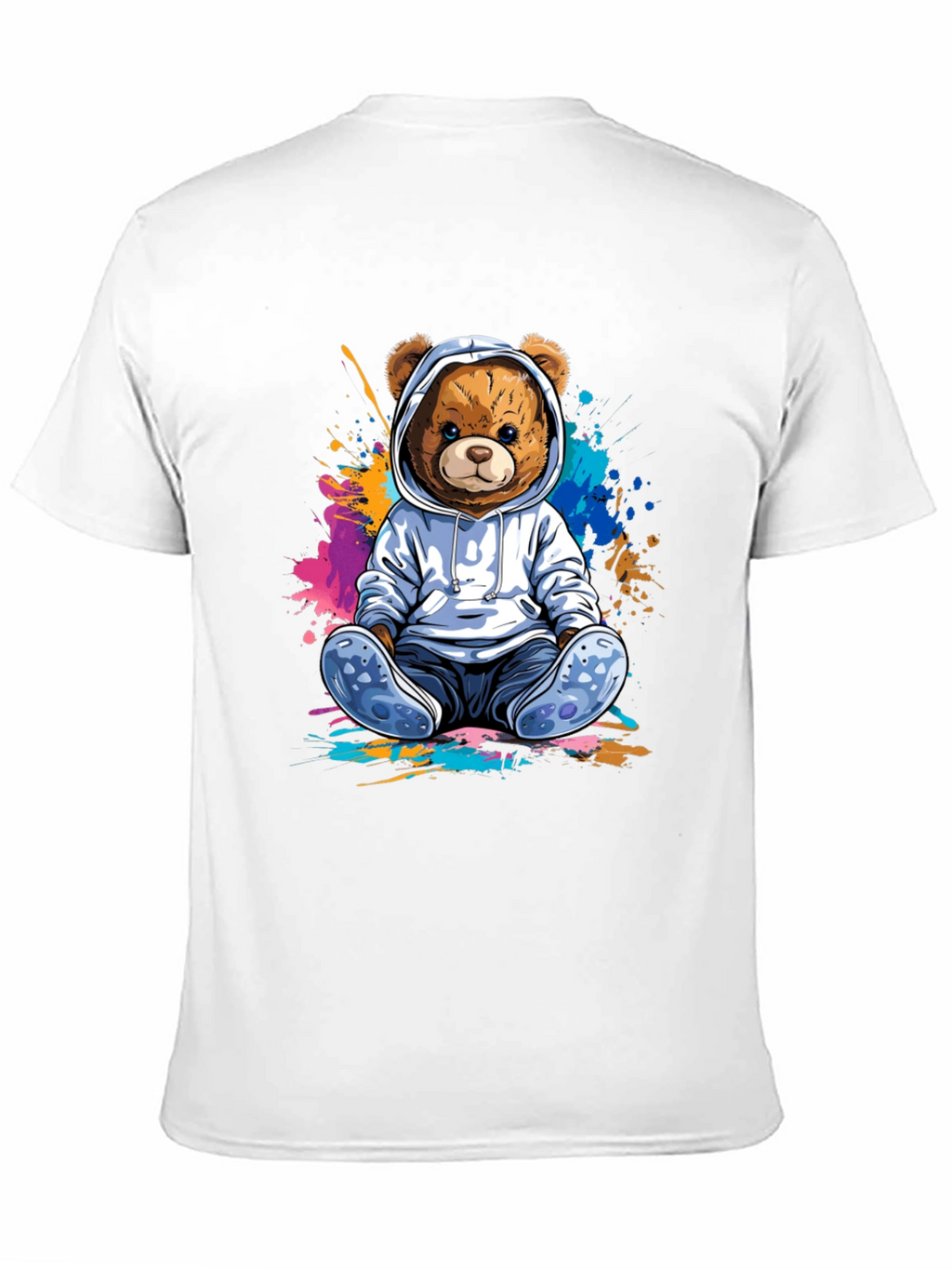 Teddy Bear Hoodie Graphic Tee - Soft Cotton Blend