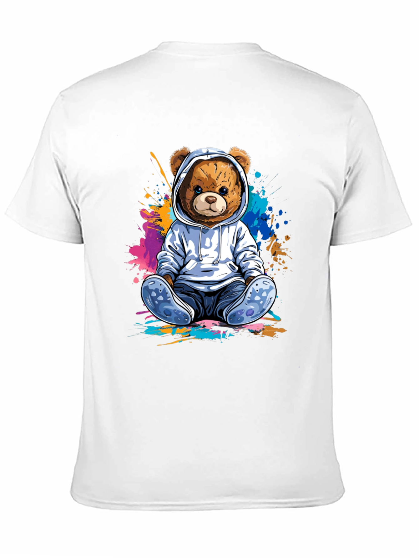 Teddy Bear Hoodie Graphic Tee - Soft Cotton Blend