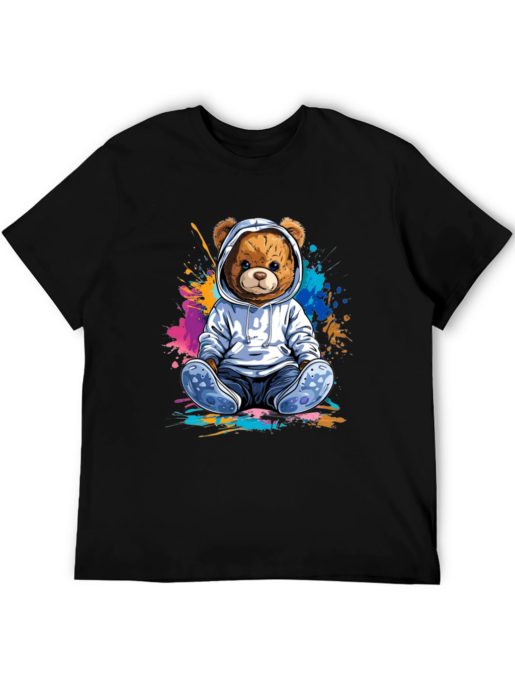 Teddy Bear Hoodie Graphic Tee - Soft Cotton Blend