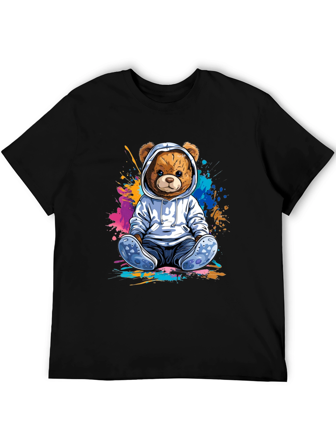 Teddy Bear Hoodie Graphic Tee - Soft Cotton Blend