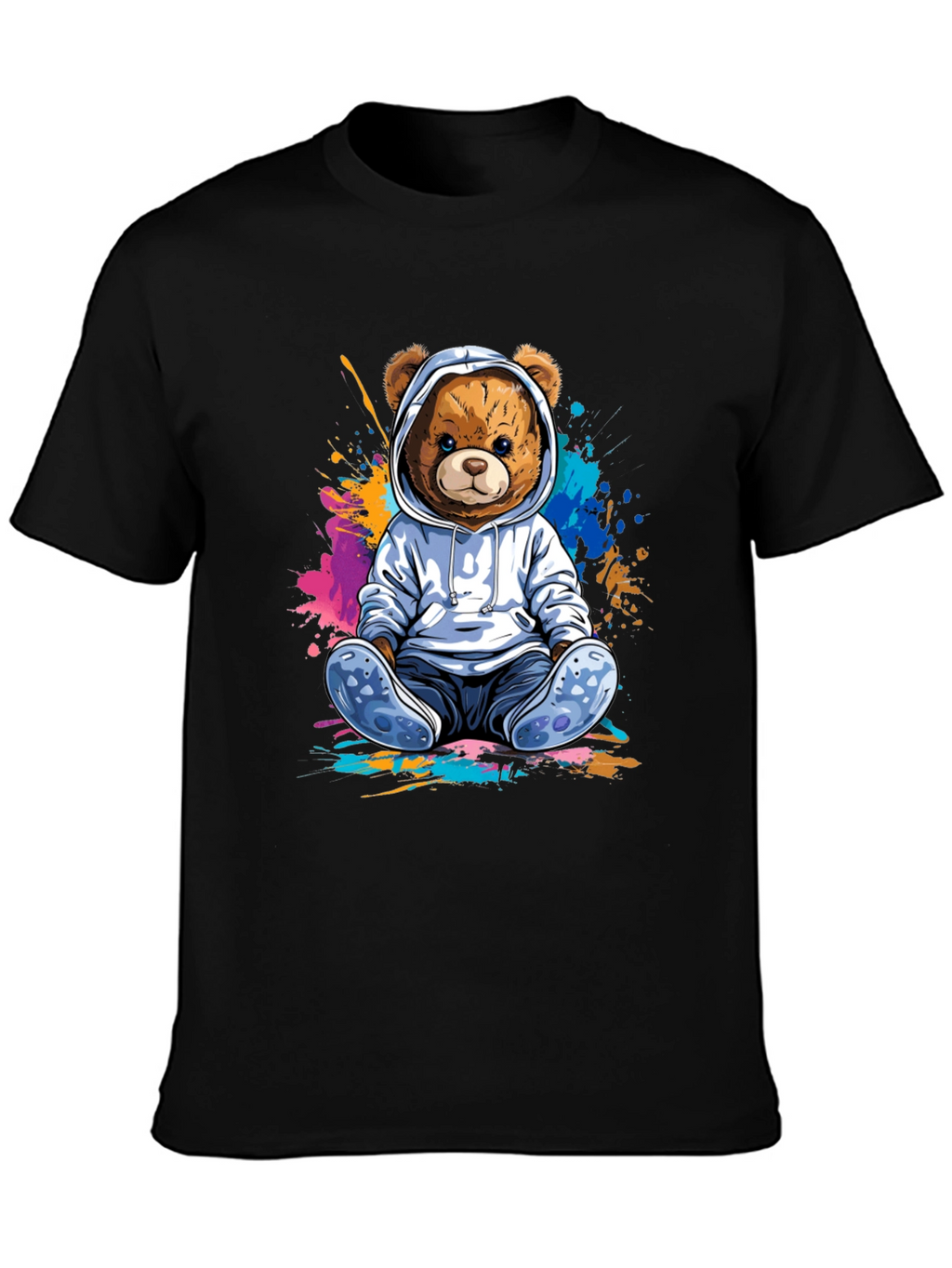 Teddy Bear Hoodie Graphic Tee - Soft Cotton Blend