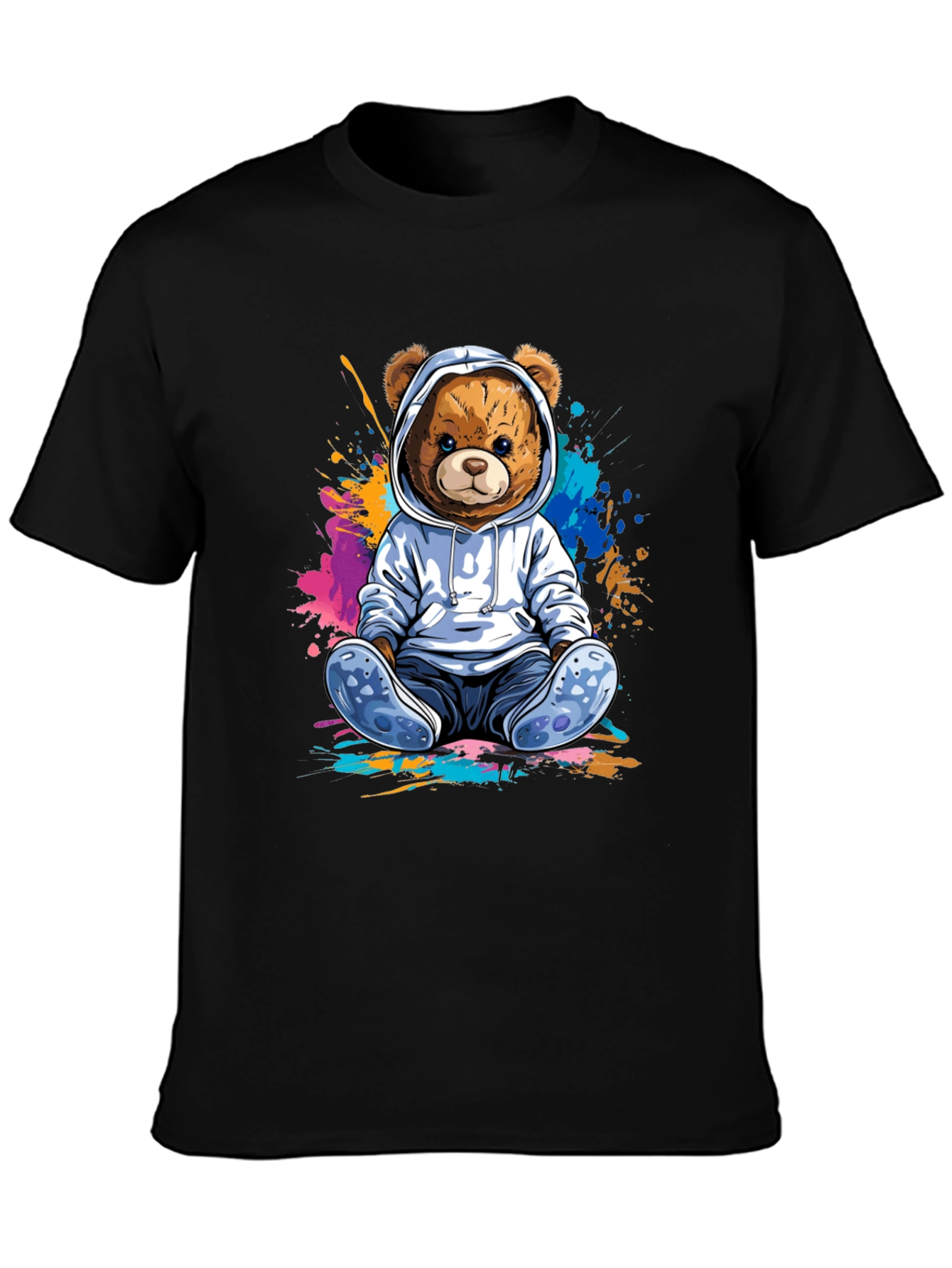 Teddy Bear Hoodie Graphic Tee - Soft Cotton Blend