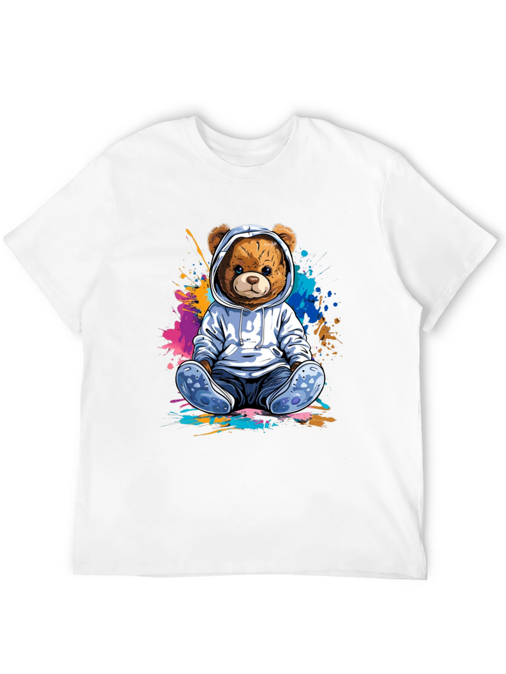 Teddy Bear Hoodie Graphic Tee - Soft Cotton Blend